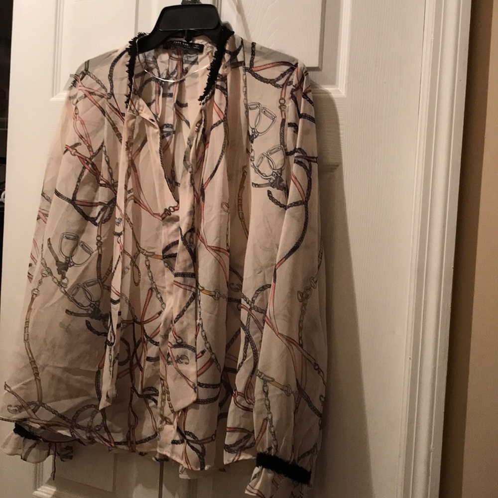 Zara sheer long sleeve blouse